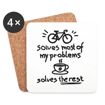 Cycling Solves Most Of My Problems Coffee The Rest - Coasters (set of 4) - white - Front