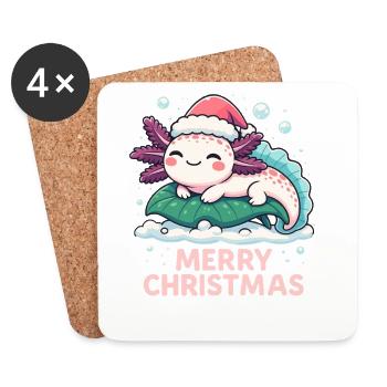 Mignon Axolotl Joyeux Noël - Dessous de verre (lot de 4) - blanc - Devant
