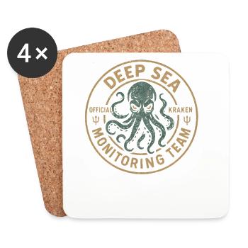 Équipe de surveillance des profondeurs du Kraken Mythe drôle Kr - Dessous de verre (lot de 4) - blanc - Devant