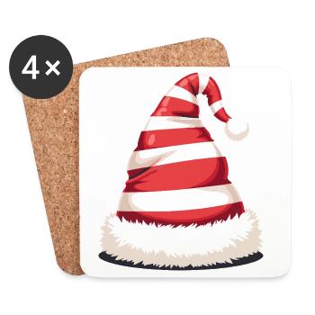 Candy Stripe Santa Hat - Coasters (set of 4) - white - Front