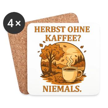 Herbst ohne Kaffee Niemals - Untersetzer (4er-Set) - Weiß - Vorne