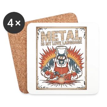Welder Metal Is My Love Language Craftsmanship - Coasters (set of 4) - white - Front