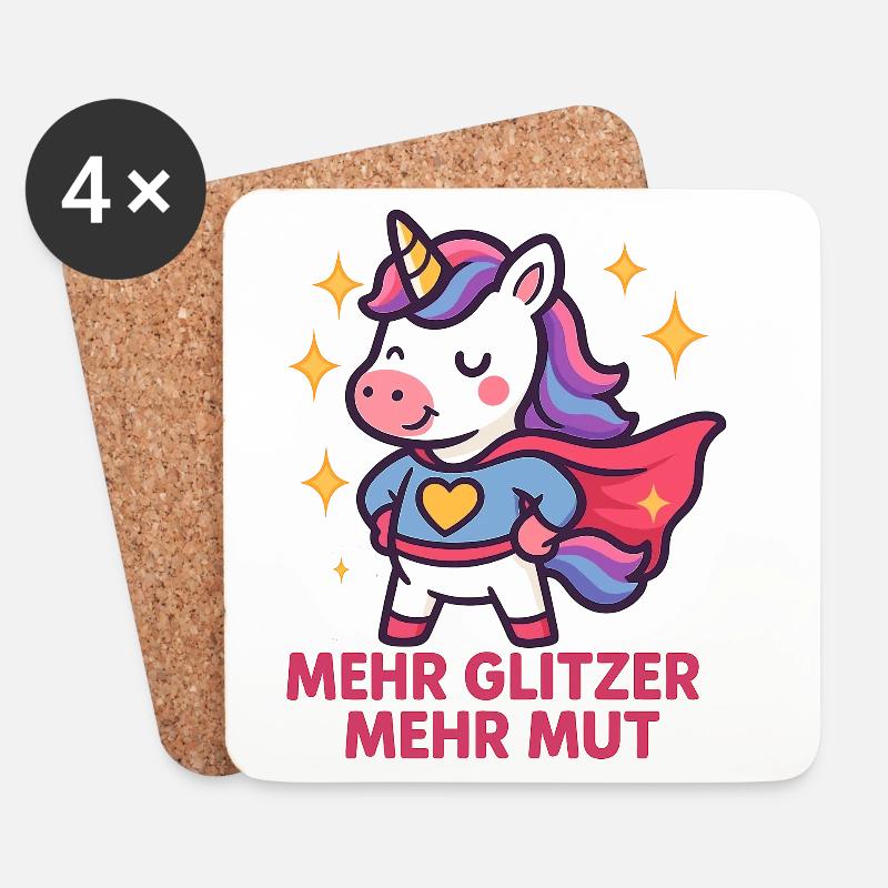 Glitzer Mut Einhorn Shirt, Mehr Glitzer Mut - Untersetzer (4er-Set) - Weiß