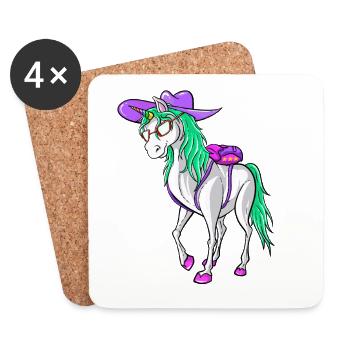 Retour à l’école 2026 Design de style licorne Tee Kids - Dessous de verre (lot de 4) - blanc - Devant