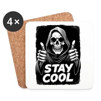 Stay Cool Sensenmann Totenkopf - Untersetzer (4er-Set) - Weiß - Vorne