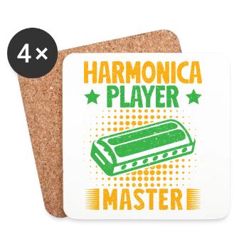 Funny Harmonica Player Master Harmonica - Untersetzer (4er-Set) - Weiß - Vorne