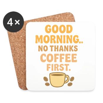 Good morning coffee humor - Coasters (set of 4) - white - Front