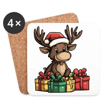Cadeaux de Noël pour orignaux - Dessous de verre (lot de 4) - blanc - Devant