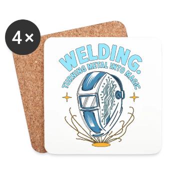 Welder Welding Turning Metal Into Magic Metalwork - Coasters (set of 4) - white - Front