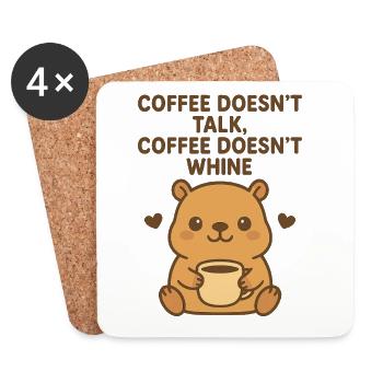 Kaffee macht nicht viel Gerede - Untersetzer (4er-Set) - Weiß - Vorne