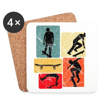 Skateboard Silhouetten Collage - Untersetzer (4er-Set) - Weiß - Vorne