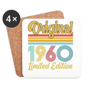 Anniversaire 1960 Original Vintage Rétro Cadeau - Dessous de verre (lot de 4) - blanc - Devant