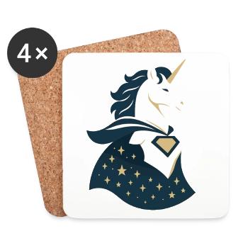 Unicorn with cape, magic in the heart - Coasters (set of 4) - white - Front