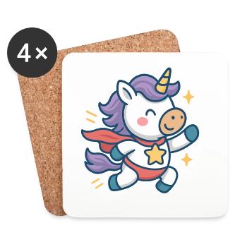 Little Unicorn Hero, Off to Adventure - Coasters (set of 4) - white - Front