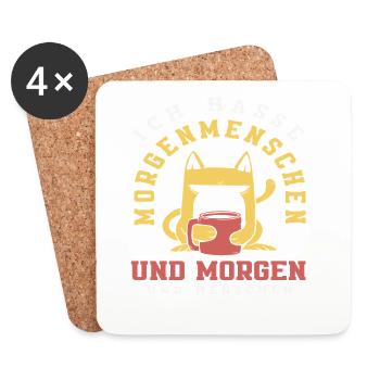 I Hate Morning People Coffee Cat - Coasters (set of 4) - white - Front