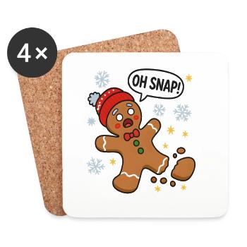 Oh Snap! Lustiger Weihnachts-Lebkuchen - Untersetzer (4er-Set) - Weiß - Vorne