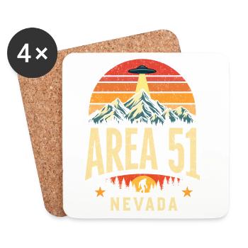 Zone 51 Nevada UFO rencontre Bigfoot - Dessous de verre (lot de 4) - blanc - Devant