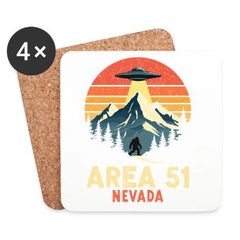 Zone 51 Nevada UFO rencontre Bigfoot - Dessous de verre (lot de 4) - blanc - Devant