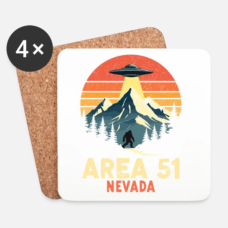 Area 51 Nevada UFO trifft Bigfoot - Untersetzer (4er-Set) - Weiß