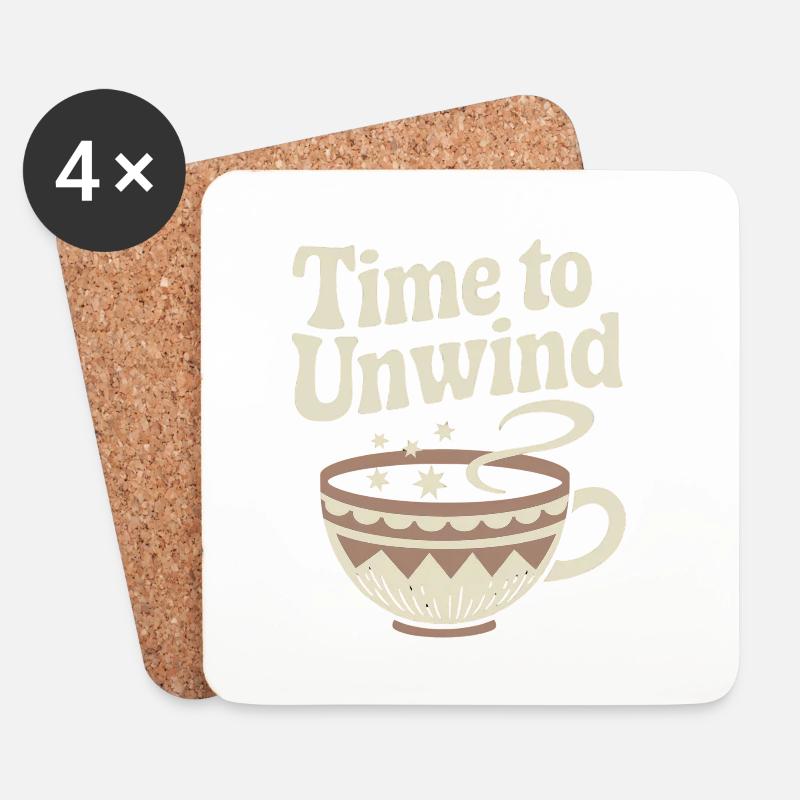 Time to Unwind – Vintage Teetasse - Untersetzer (4er-Set) - Weiß