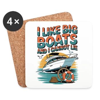 J’aime les grands bateaux et je ne peux pas mentir sur le maritime - Dessous de verre (lot de 4) - blanc - Devant