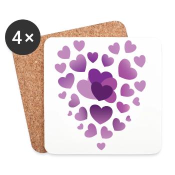 Lila Herzen lila Herzhaufen violettes Herz  - Untersetzer (4er-Set) - Weiß - Vorne