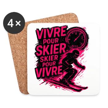 Live to Ski, Ski to Live - Coasters (set of 4) - white - Front