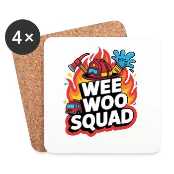 Wee Woo Squad Feuerwehr Auto Spass - Untersetzer (4er-Set) - Weiß - Vorne