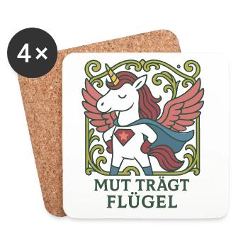 Courage Wears Wings, Unicorn Superhero Shirt - Coasters (set of 4) - white - Front