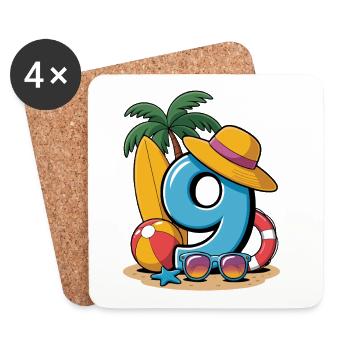 9th Birthday Vacation 9 Years - Coasters (set of 4) - white - Front