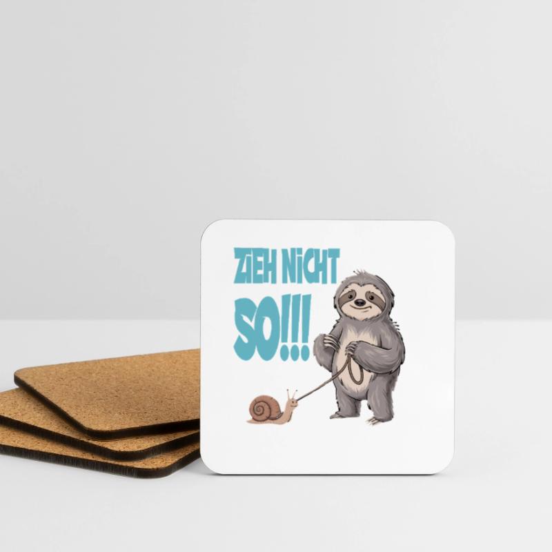 Don't pull so sloth with snail funnier Coasters (set of 4)
