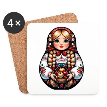  Matroschka auf russisch Matryoshka Doll Russian - Untersetzer (4er-Set) - Weiß - Vorne