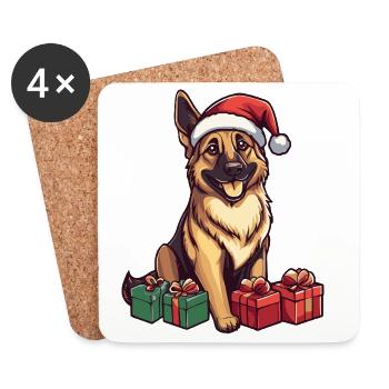 German Shepherd Dog Christmas Gifts - Coasters (set of 4) - white - Front