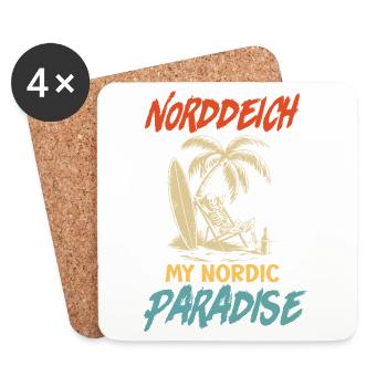 NORDDEICH IST MEIN NORDISCHES PARADIES Lustig - Untersetzer (4er-Set) - Weiß - Vorne