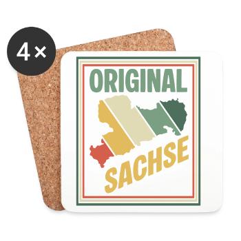 Original Sachsen Karte - Untersetzer (4er-Set) - Weiß - Vorne