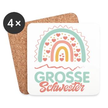 Einzelkind Grosse Schwester Rainbow Geburt - Untersetzer (4er-Set) - Weiß - Vorne