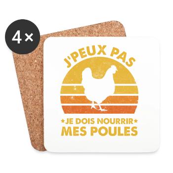 I can't I have to feed my chickens humor - Coasters (set of 4) - white - Front