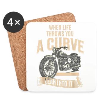 Curve Ahead Lean Into It Motorcycle - Coasters (set of 4) - white - Front