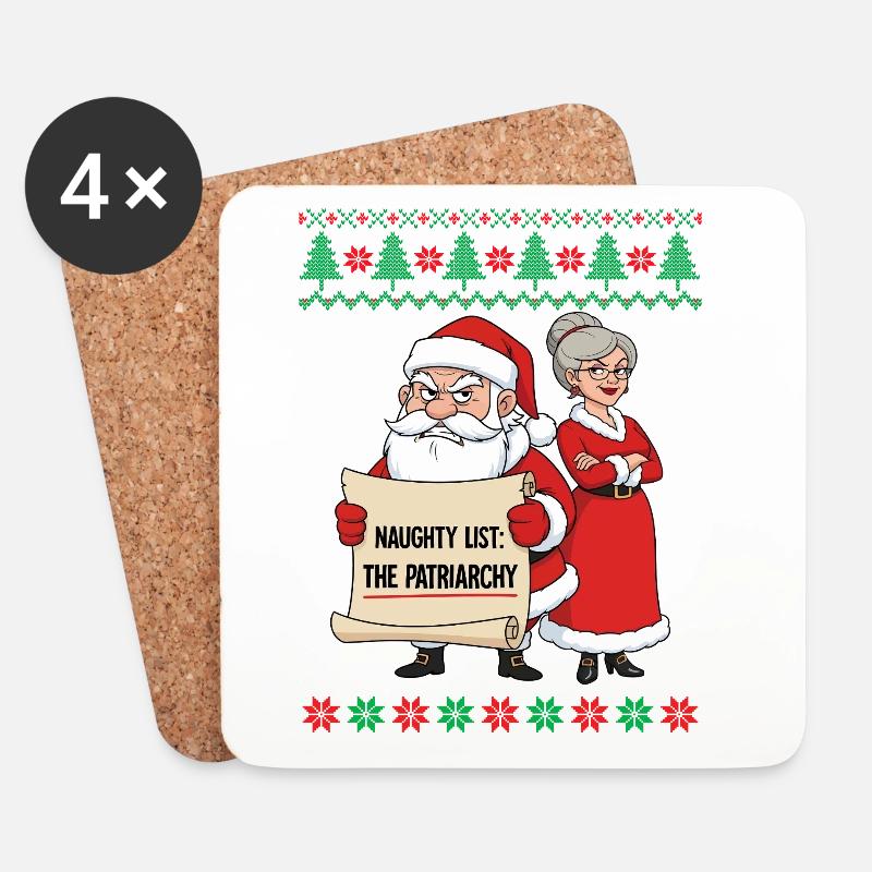 Naughty List The Patriarchy - Untersetzer (4er-Set) - Weiß