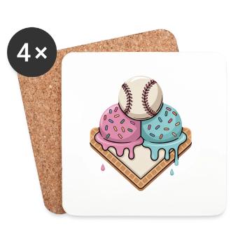 Baseball Eiscreme Streusel Auf Home Plate - Untersetzer (4er-Set) - Weiß - Vorne