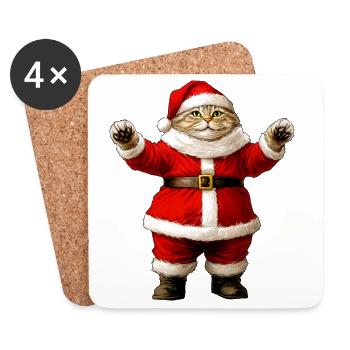 Chats Noël - Dessous de verre (lot de 4) - blanc - Devant