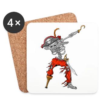 Dabbing Pirate Skeleton Funny Halloween Costume - Coasters (set of 4) - white - Front
