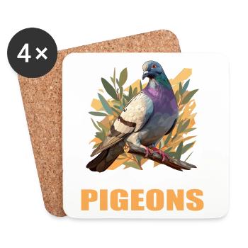 Pigeons Pigeon - Dessous de verre (lot de 4) - blanc - Devant