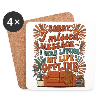 Living Life Offline Retro - Coasters (set of 4) - white - Front