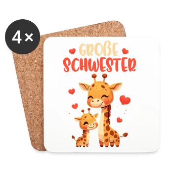 Big Sister Giraffe Sibling - Coasters (set of 4) - white - Front