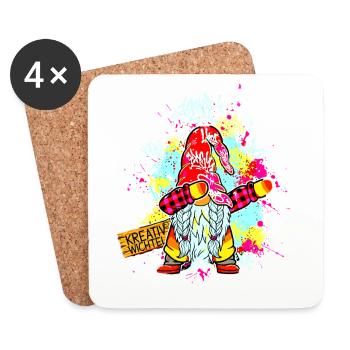 KREATIV WICHTEL Dab Graffiti Künstler XMas  - Untersetzer (4er-Set) - Weiß - Vorne