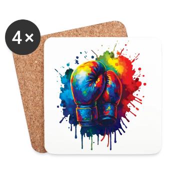 Boxing Gloves - Colorful Design Artistic Boxer - Coasters (set of 4) - white - Front