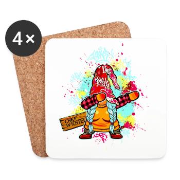 CHEF WICHTEL Dab Graffiti Weiblich Xmas Spruch - Coasters (set of 4) - white - Front