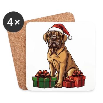Mastiff Hund Weihnachten Geschenke - Untersetzer (4er-Set) - Weiß - Vorne