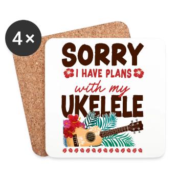 Hawaiian Ukulele Uke Sorry I Have - Untersetzer (4er-Set) - Weiß - Vorne